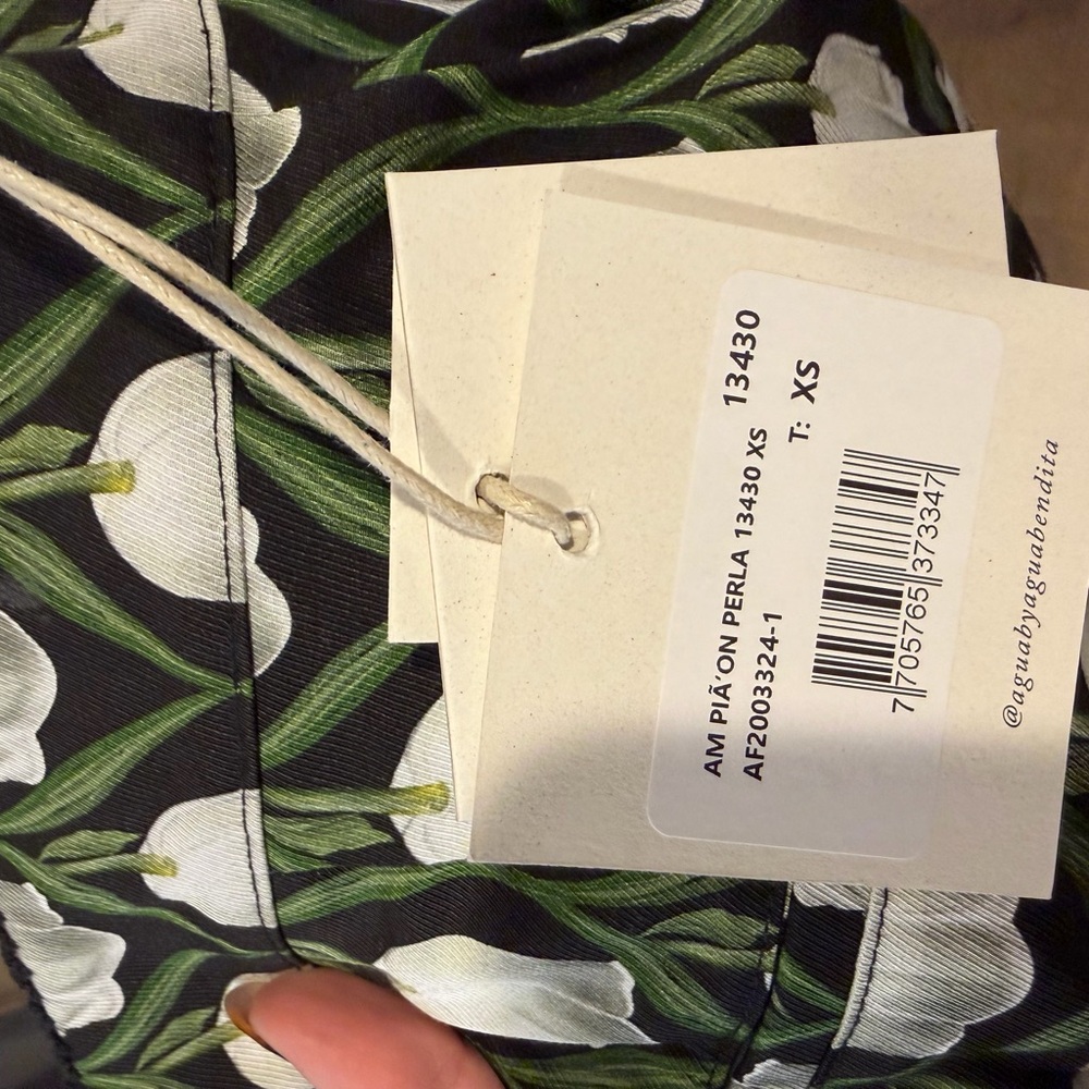 Agua by Agua Bendita Black, Green and White Floral Palazzo Pants - Picture 2 of 2